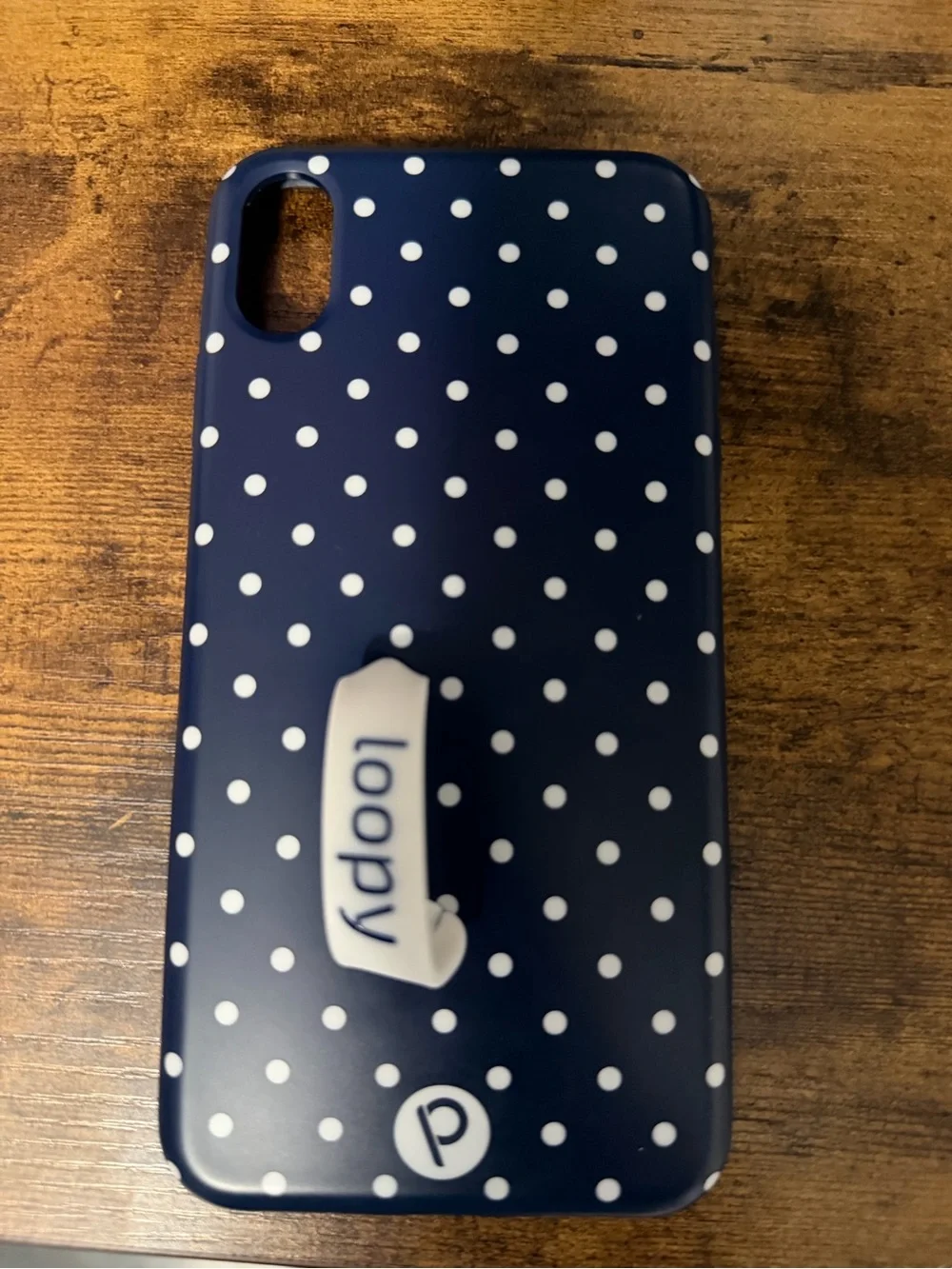 Iphone XS Max Loopy Case Navy Polka Dot